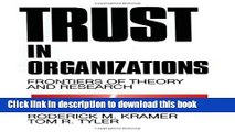 Ebook Trust in Organizations: Frontiers of Theory and Research Free Online KOMP