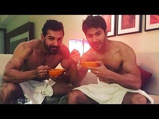 John Abraham & Varun Dhawan Post Pics In Towel For Dishoom Promotions