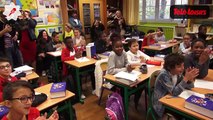 Erza Muqolli Reportage dans une école avec les Kids United