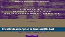 Books Knowledge Management and Organizational Learning: A Reader (Oxford Management Readers) Full