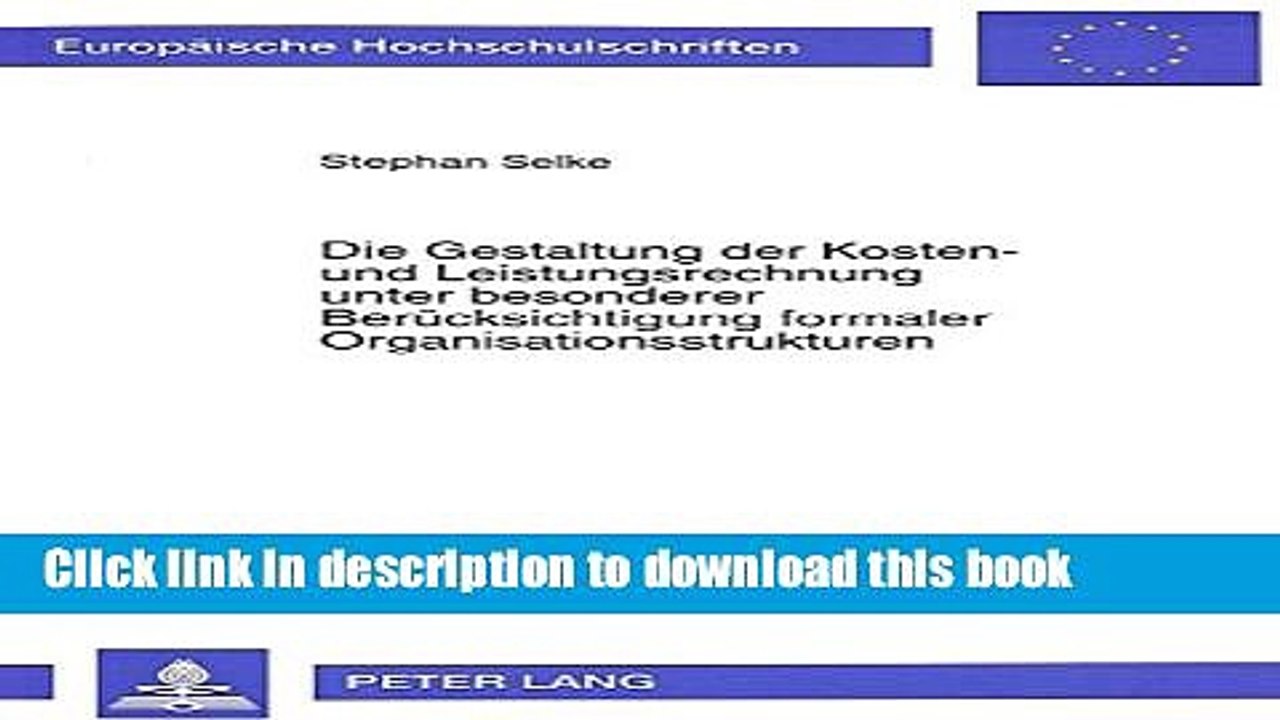 PDF  Die Gestaltung der Kosten- und Leistungsrechnung unter besonderer BerÃ¼cksichtigung formaler