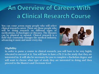 Overview of Careers With a Clinical Research Course