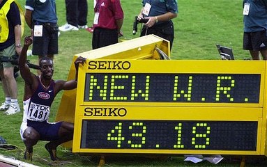 Michael Johnson - World Record 400m - 43.18 - High Quality