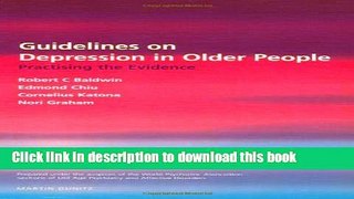 Download Guidelines on Depression in Older People: Practising the Evidence Ebook Free