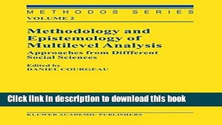 Read Methodology and Epistemology of Multilevel Analysis: Approaches from Different Social
