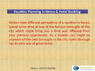 Vacation Planning in Kenya & Hotel Booking
