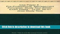Books Icsa Paper 8 - Pre-Professional: Management Principles: Study Text (2000): Exam Dates -