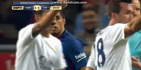 Luis Suarez Calls Drinkwater A Fucking CT After a late Challenge ( Barcelona vs Leicester )