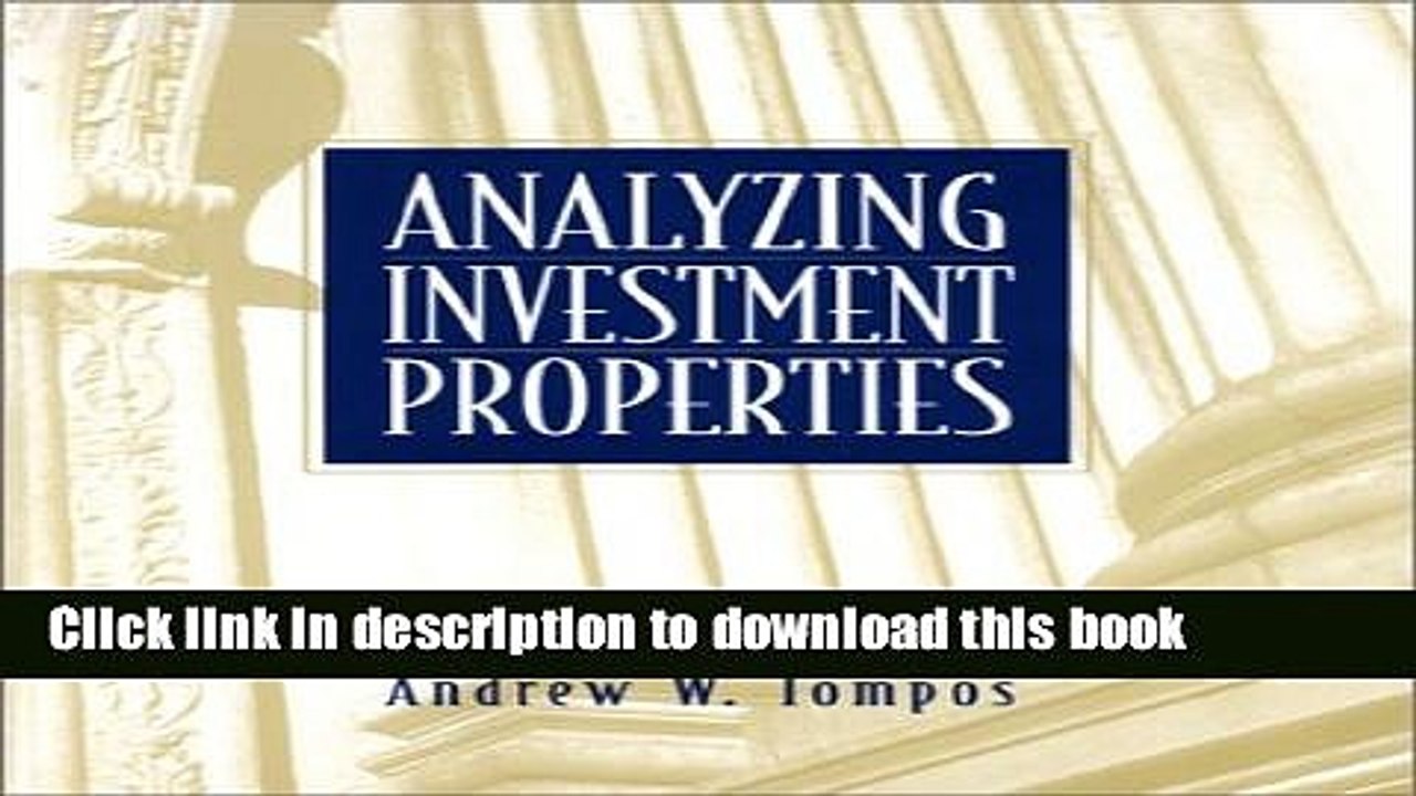 [Read PDF] Analyzing Investment Properties Ebook Free