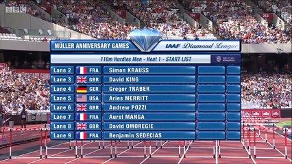 séries 110m haies - DL Londres, 23 juillet 2016 (Bascou 13''28)