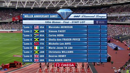 finale 100m F - DL Londres, 23 juillet 2016 (Ta Lou 10''96)