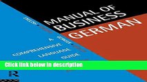 Ebook Manual of Business German: A Comprehensive Language Guide (Languages for Business) Free Online