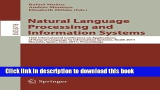 Books Natural Language Processing  and Information Systems: 16th International Conference on