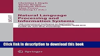 Books Natural Language Processing and Information Systems: 15th International Conference  on