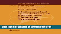 Ebook Mathematical Foundations of Speech and Language Processing (The IMA Volumes in Mathematics