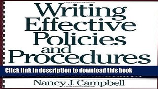 Books Writing Effective Policies and Procedures: A Step-by-Step Resource for Clear Communication