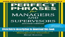Books Perfect Phrases for Managers and Supervisors, Second Edition (Perfect Phrases Series) Free