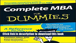 Ebook Complete MBA For Dummies Free Online