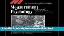 [Read PDF] Measurement in Psychology: A Critical History of a Methodological Concept (Ideas in