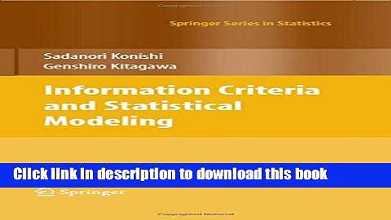 [PDF] Information Criteria and Statistical Modeling (Springer Series in Statistics)  Read Online