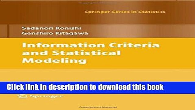 [PDF] Information Criteria and Statistical Modeling (Springer Series in Statistics) Read Online