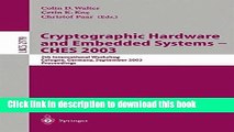Ebook Cryptographic Hardware and Embedded Systems -- CHES 2003: 5th International Workshop,