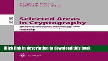 Books Selected Areas in Cryptography: 7th Annual International Workshop, SAC 2000, Waterloo,