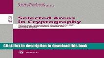 Ebook Selected Areas in Cryptography: 8th Annual International Workshop, SAC 2001 Toronto,