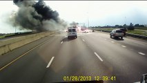 Une voiture s'encastre dans un camion et provoque une grosse explosion