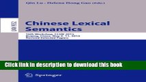 Books Chinese Lexical Semantics: 16th Workshop, CLSW 2015, Beijing, China, May 9-11, 2015, Revised