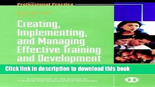 Ebook Creating, Implementing, and Managing Effective Training and Development: State-of-the-Art