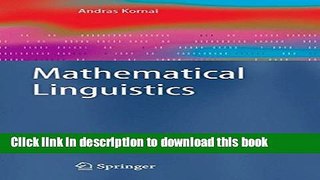 Books Mathematical Linguistics Full Online