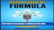 Books Quick Content Formula: Get Unlimited Ideas   In 5 Minutes You Can Create Great Blog Posts,