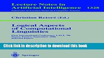 Ebook Logical Aspects of Computational Linguistics: First International Conference, LACL  96,