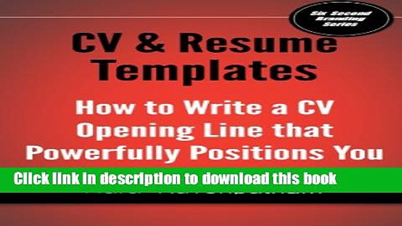 [Read PDF] CV and Resume Templates - How to Write a Resume or CV Opening Line that Powerfully