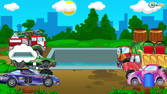 Videos para niños - Excavadora, Camión, Camión de Bomberos y Carros de Carreras infantiles