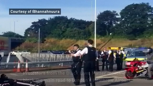 Black Lives Matter protest blocks road to Heathrow