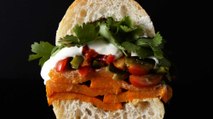 Roasted Sweet Potato Sandwich with Rajas Salsa