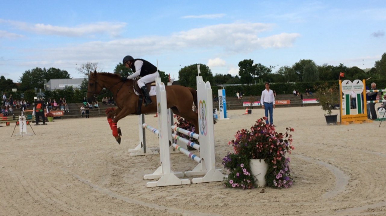 Des jockeys au saut d'obstacles