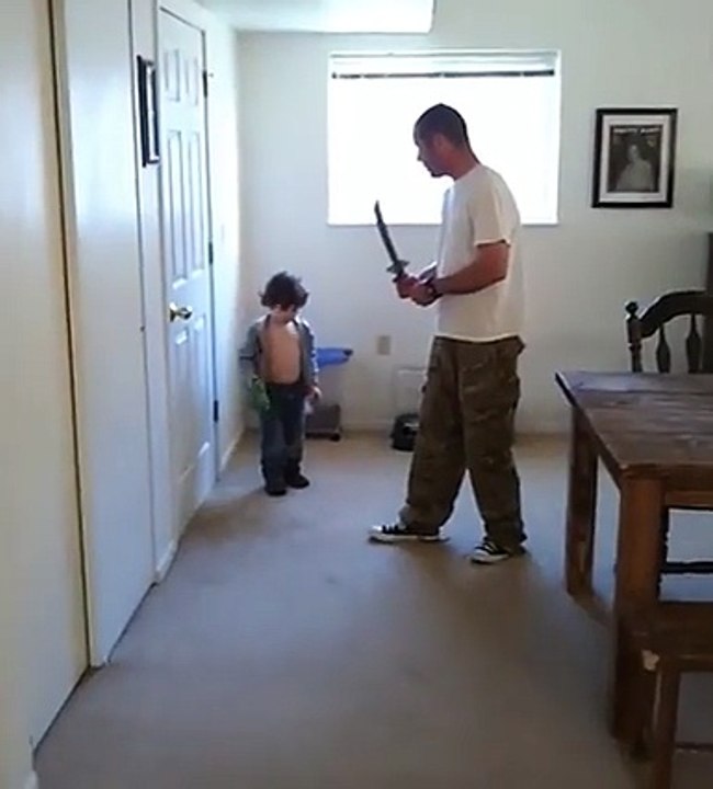 Dad fights with Monster