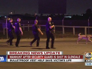 Manhunt in Glendale after security guard shot