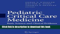[PDF] Pediatric Critical Care Medicine: Basic Science and Clinical Evidence (Wheeler, Pediatric