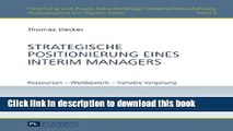 [Download] Strategische Positionierung eines Interim Managers: Ressourcen - Wettbewerb - Variable