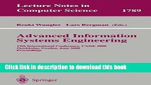 Ebook Advanced Information Systems Engineering: 12th International Conference, CAiSE 2000
