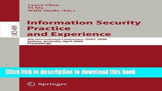 Books Information Security Practice and Experience: 4th International Conference, ISPEC 2008