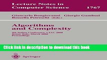 Ebook Algorithms and Complexity: 4th Italian Conference, CIAC 2000 Rome, Italy, March 1-3, 2000