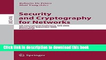 Books Security and Cryptography for Networks: 5th International Conference, SCN 2006, Maiori,