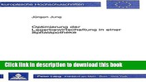 PDF  Optimierung der Lagerbewirtschaftung in einer Spitalapotheke (EuropÃ¤ische Hochschulschriften