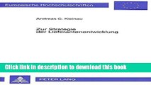 PDF  Zur Strategie der Lieferantenentwicklung: Konzeption einer neuen Beschaffungsstrategie und