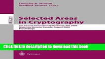 Ebook Selected Areas in Cryptography: 7th Annual International Workshop, SAC 2000, Waterloo,